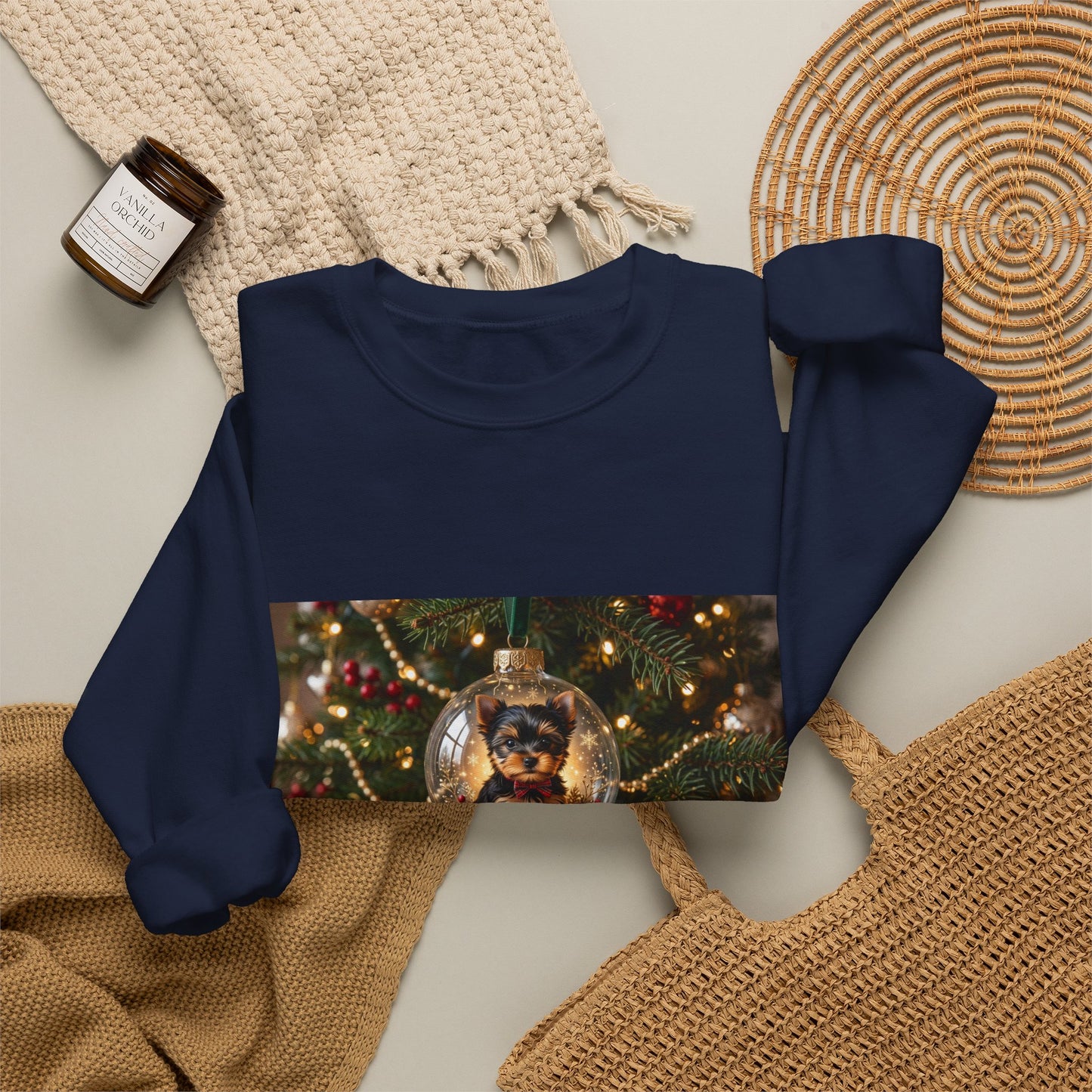 Holiday Glass Ornament Sweatshirt — Festive Christmas Tree Globe Design