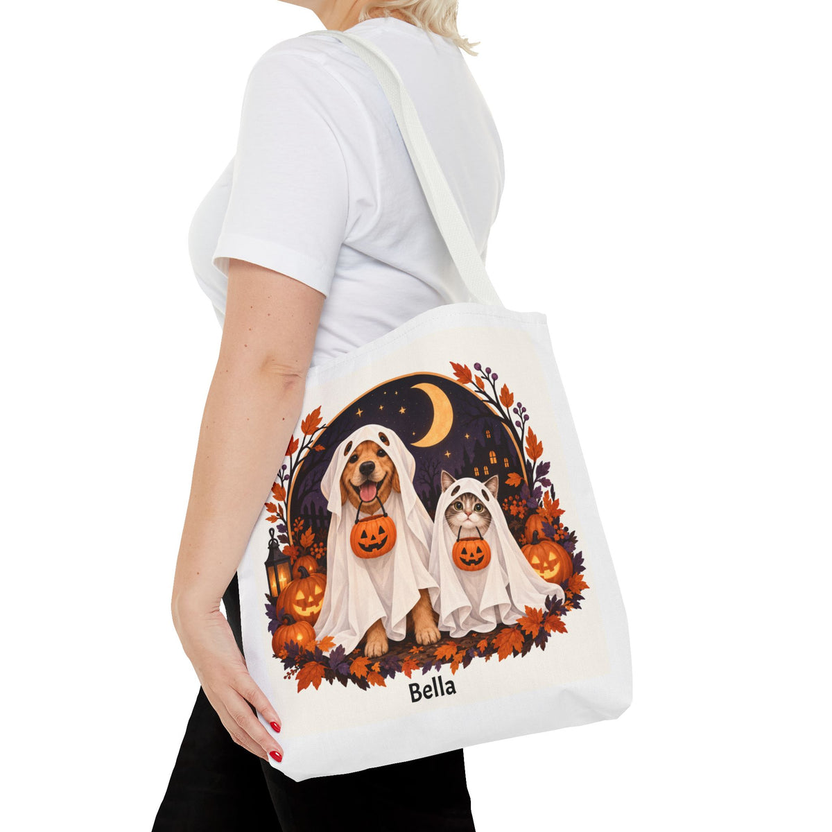 Personalized Halloween Pet Tote Bag — Custom Trick-or-Treat Pet Lover Gift