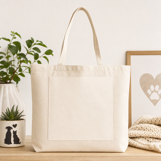 Custom pet portrait tote bag mockup