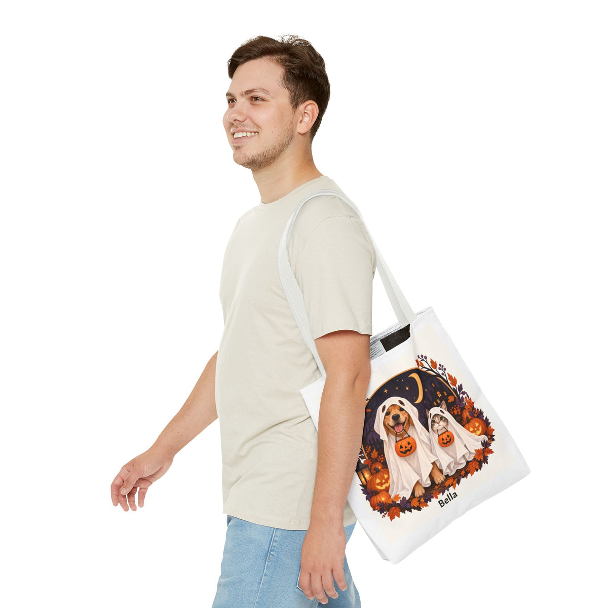 Personalized Halloween Pet Tote Bag — Custom Trick-or-Treat Pet Lover Gift
