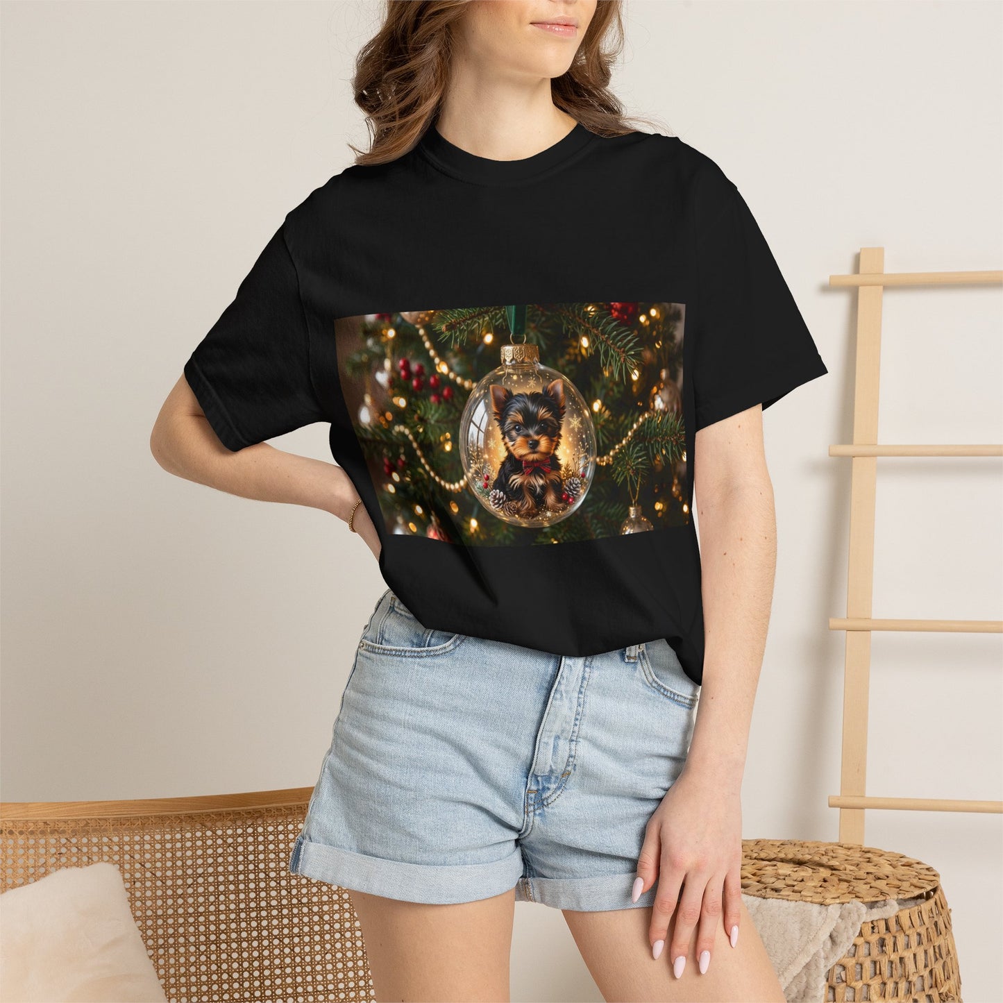 Christmas Tree Ornament Photo T-Shirt — Holiday Lights & Bauble Graphic Tee