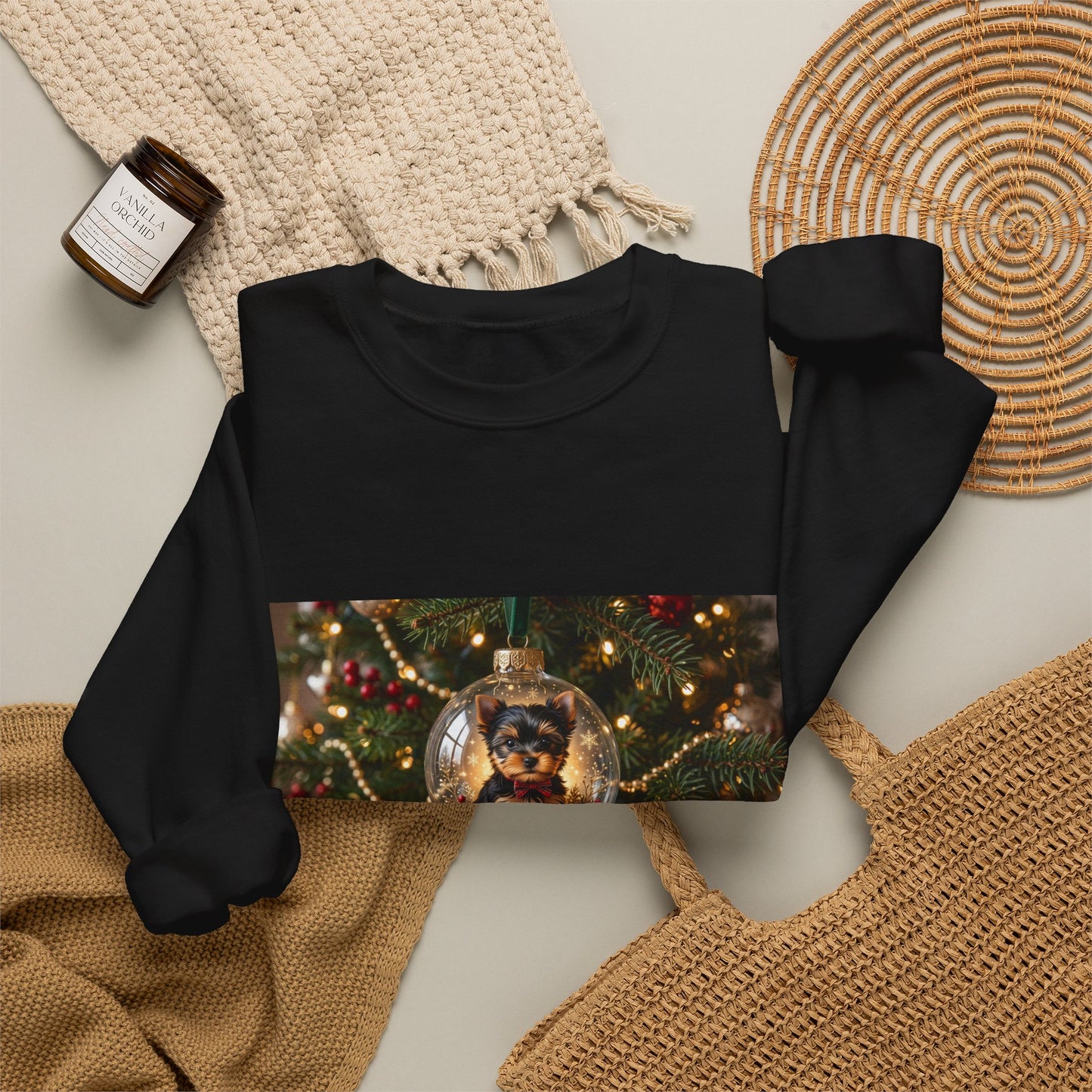 Holiday Glass Ornament Sweatshirt — Festive Christmas Tree Globe Design