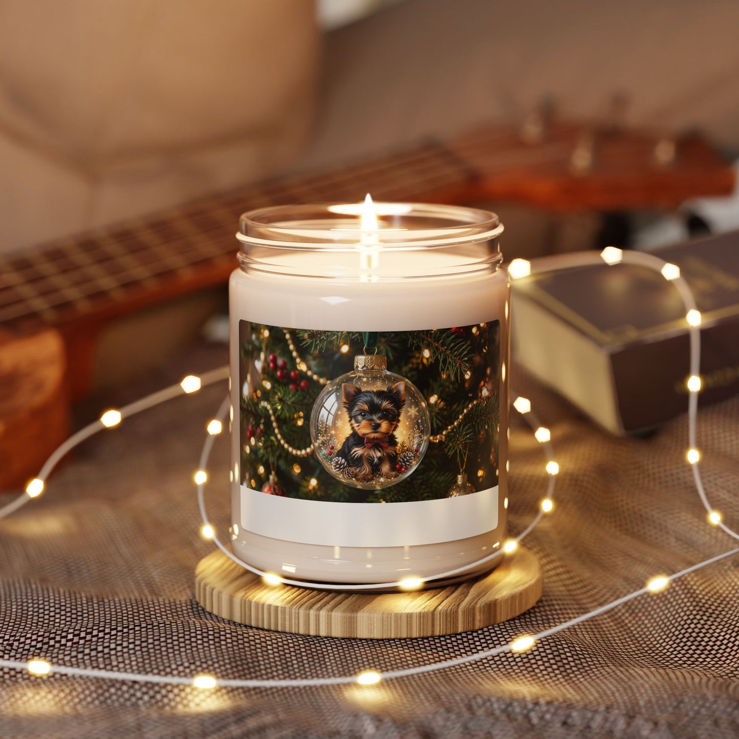 Yorkie Christmas Gift Candle — Holiday Soy Candle in Glass Jar, Unique Gift for Yorkie Moms