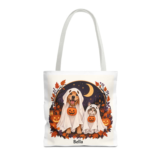 Personalized Halloween Pet Tote Bag — Custom Trick-or-Treat Pet Lover Gift