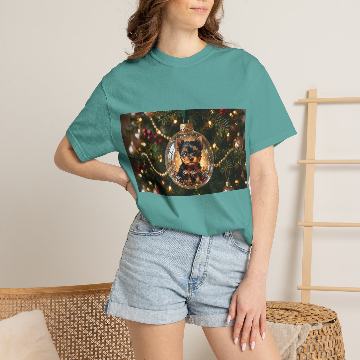 Christmas Tree Ornament Photo T-Shirt — Holiday Lights & Bauble Graphic Tee