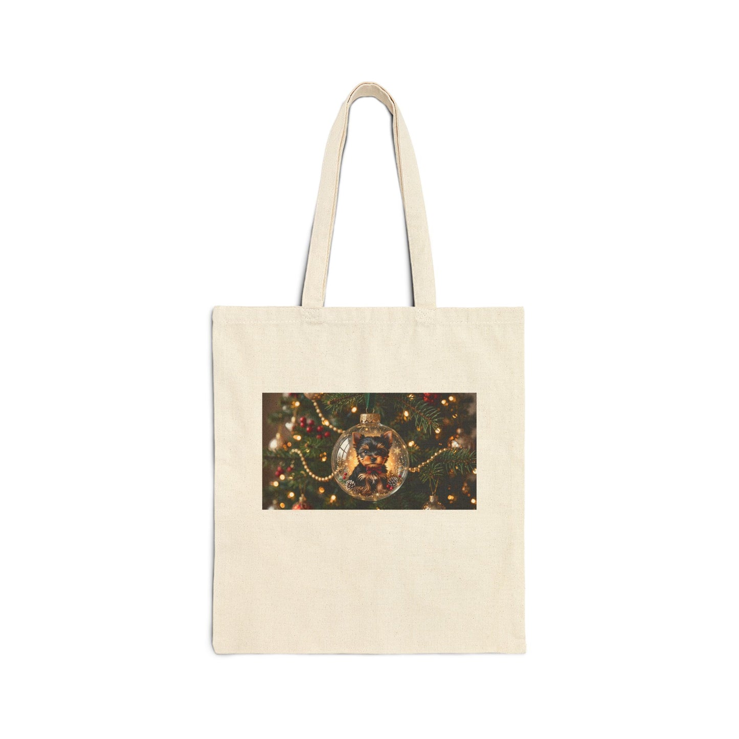Christmas Ornament Dog Canvas Tote — Holiday Pug in Bauble Eco Tote