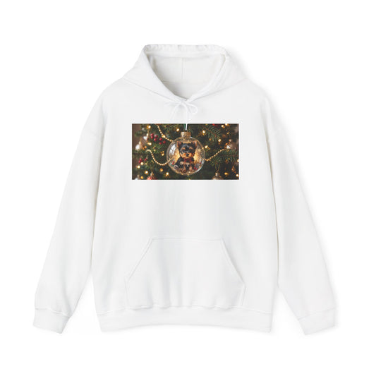 Christmas Ornament Hoodie — Holiday Sweatshirt, Cozy Christmas Gift for Her, Festive Glass Bauble Sweater