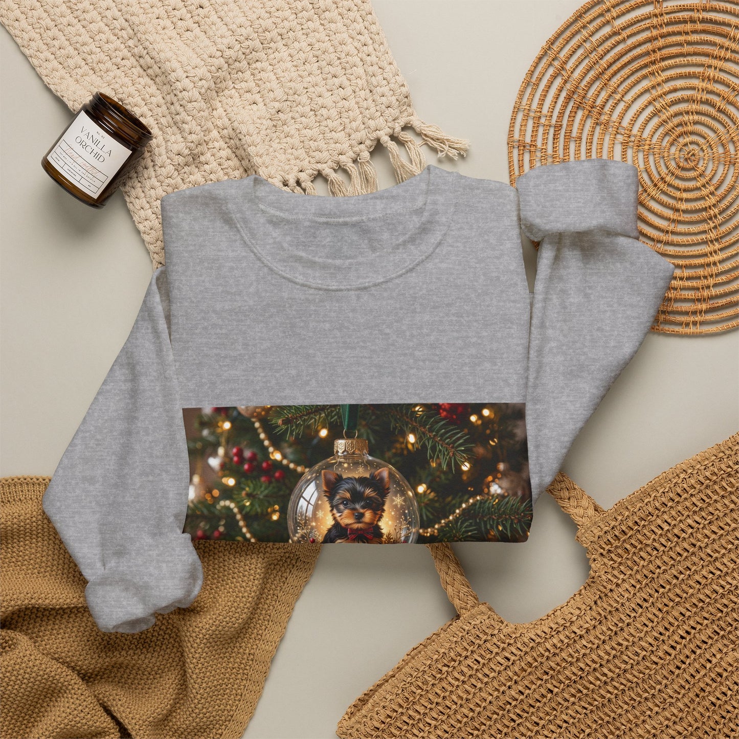 Holiday Glass Ornament Sweatshirt — Festive Christmas Tree Globe Design