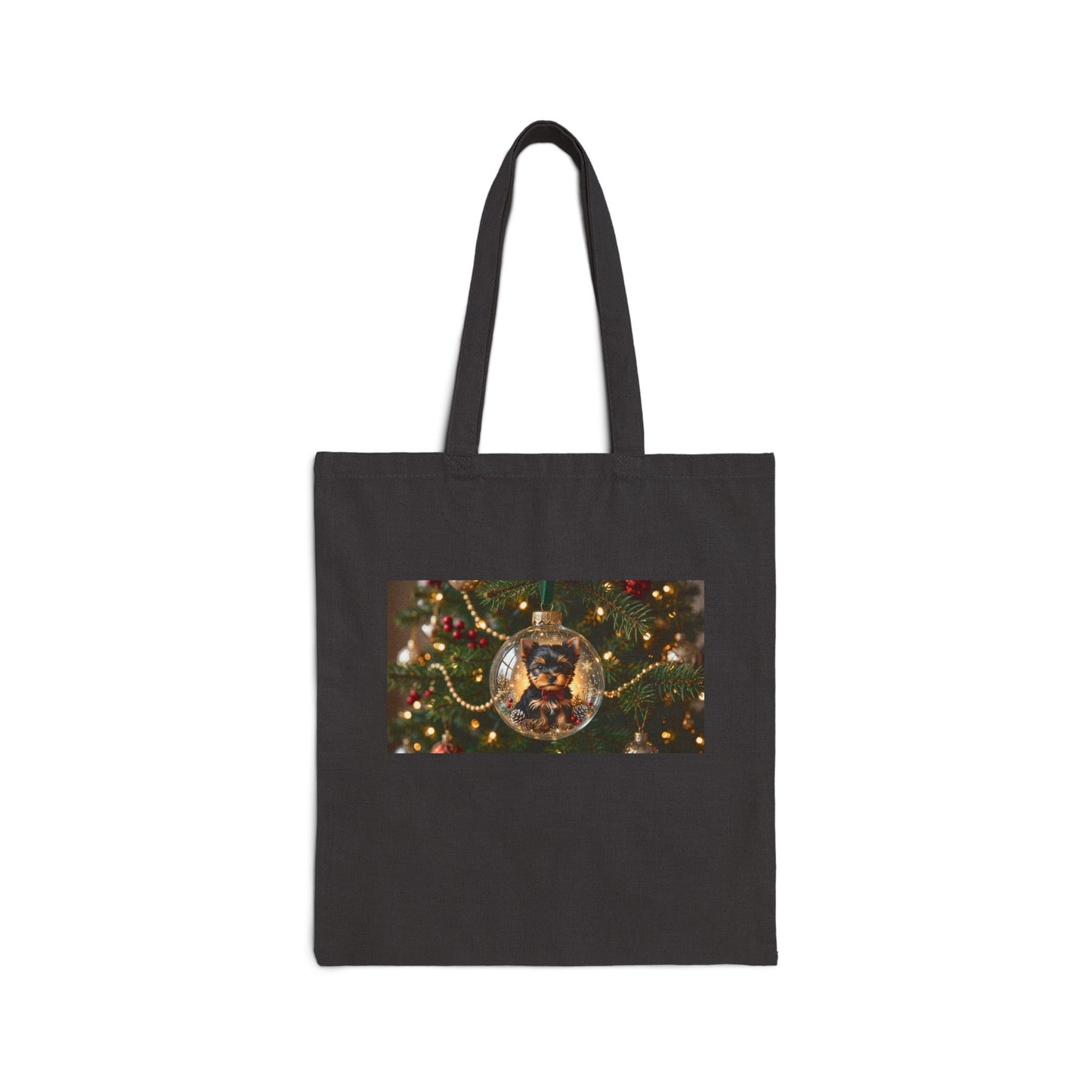 Christmas Ornament Dog Canvas Tote — Holiday Pug in Bauble Eco Tote