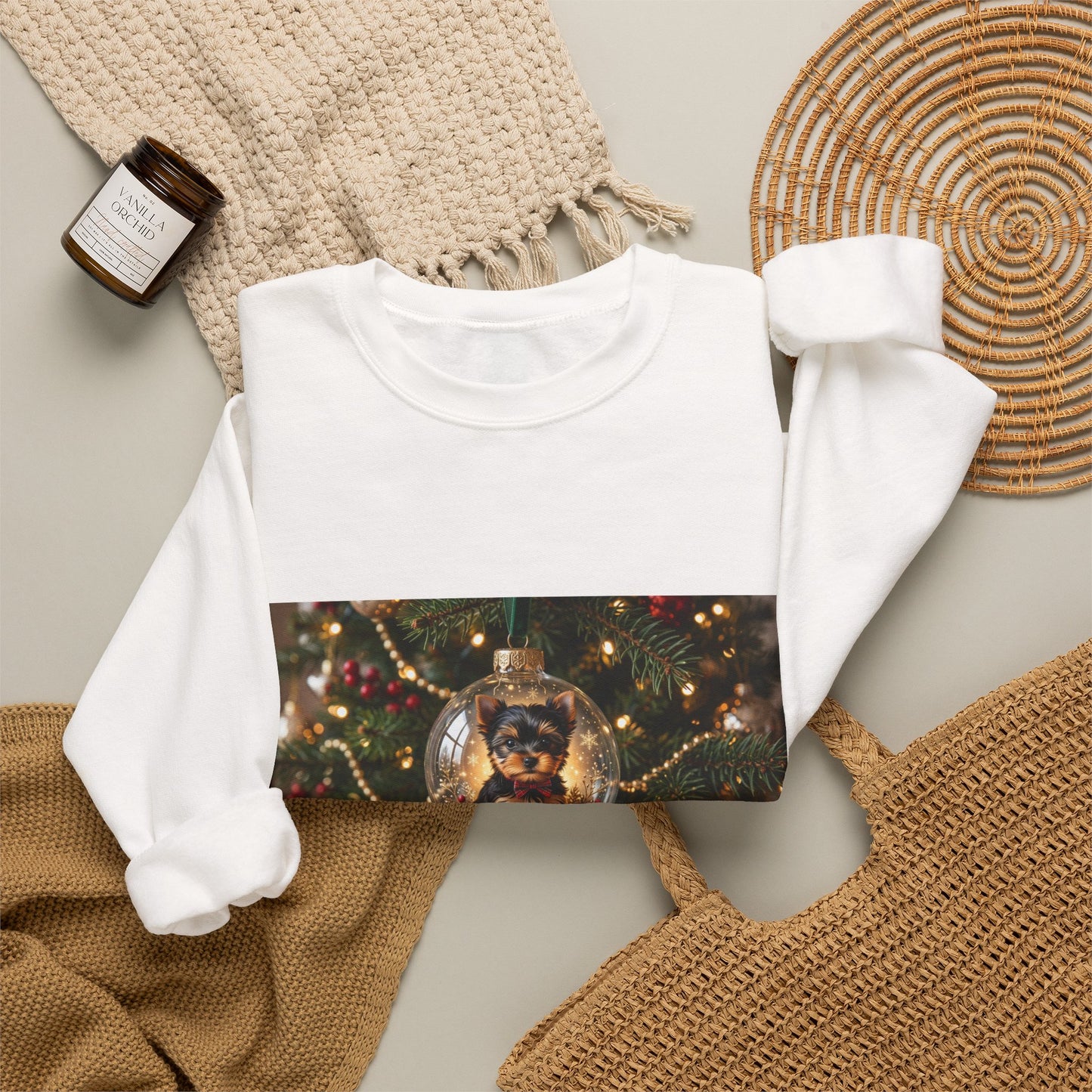 Holiday Glass Ornament Sweatshirt — Festive Christmas Tree Globe Design