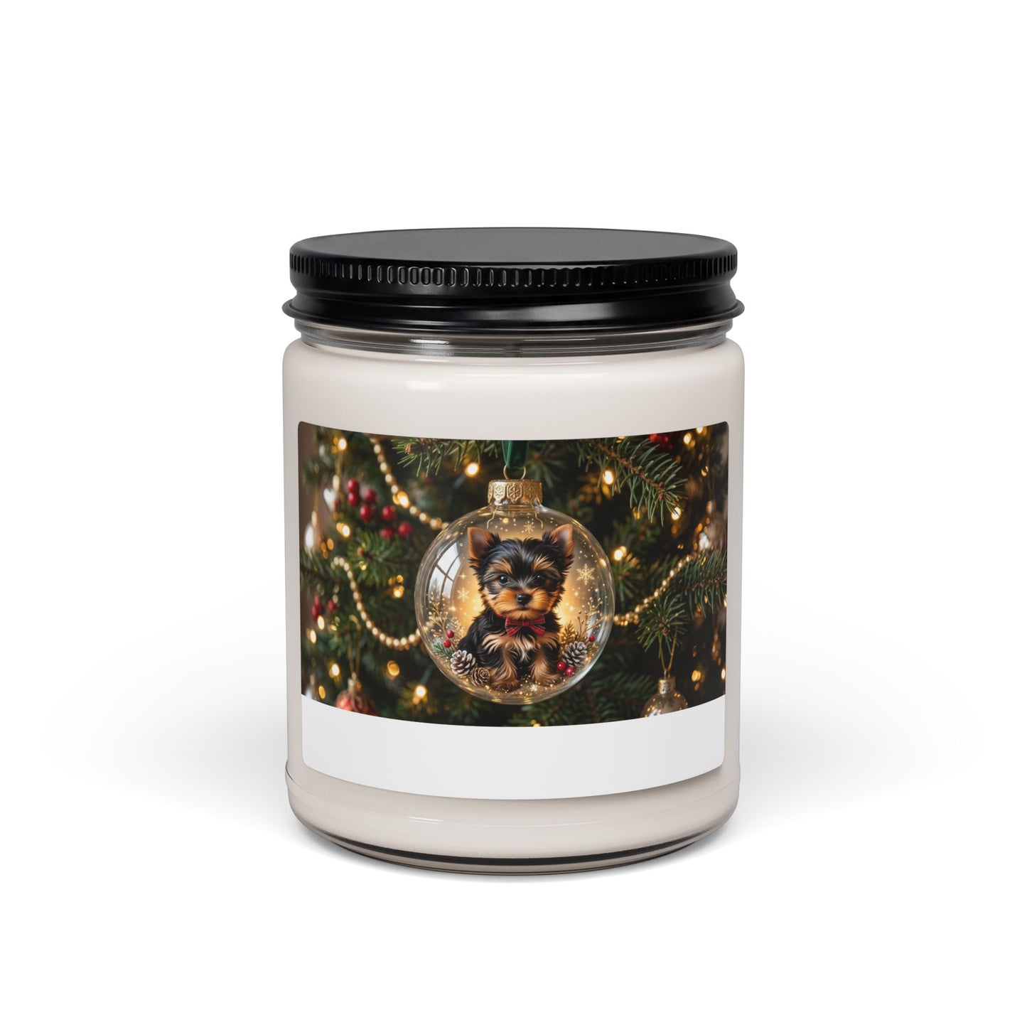 Yorkie Christmas Gift Candle — Holiday Soy Candle in Glass Jar, Unique Gift for Yorkie Moms