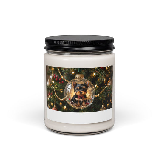 Yorkie Christmas Gift Candle — Holiday Soy Candle in Glass Jar, Unique Gift for Yorkie Moms