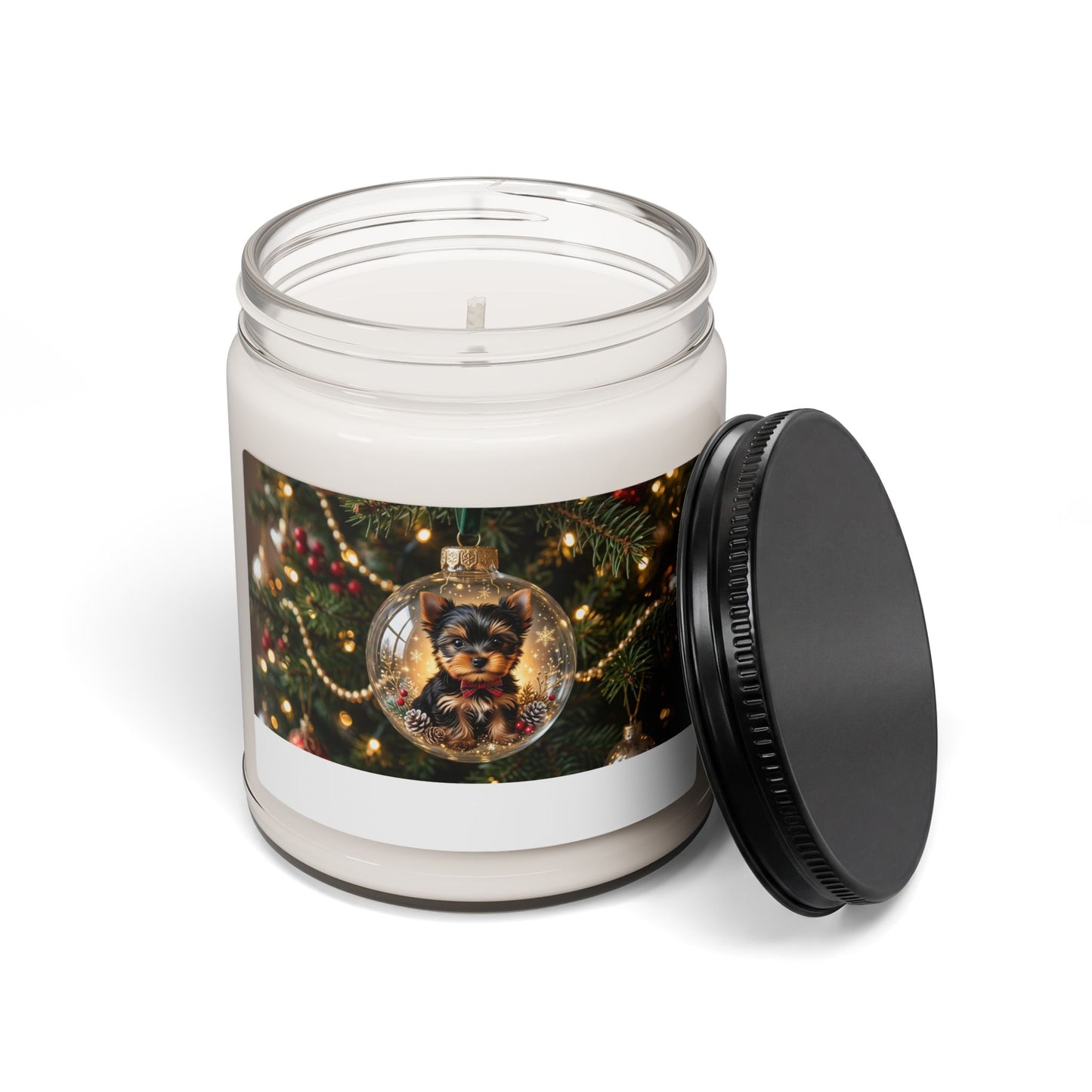 Yorkie Christmas Gift Candle — Holiday Soy Candle in Glass Jar, Unique Gift for Yorkie Moms