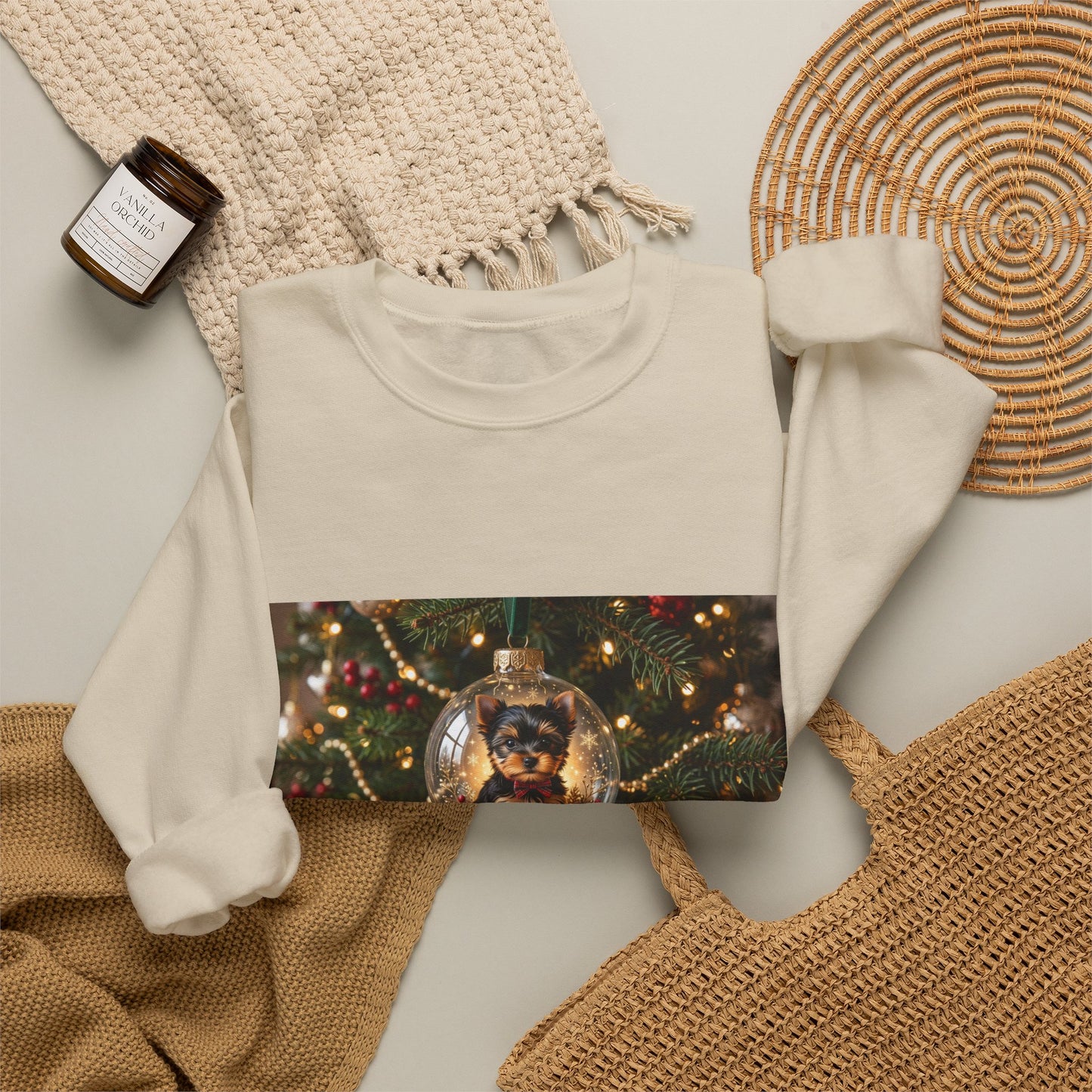 Holiday Glass Ornament Sweatshirt — Festive Christmas Tree Globe Design
