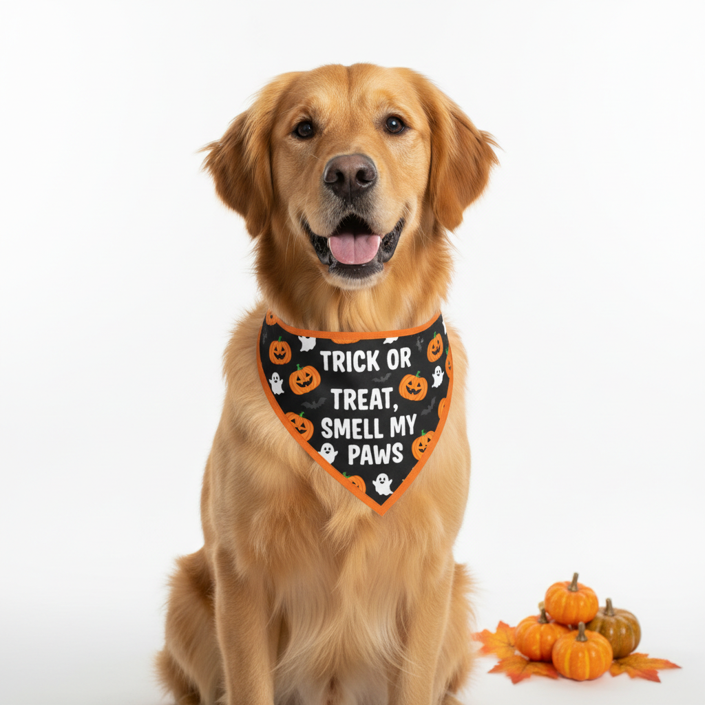 Personalized Halloween Pet Bandana — Custom Name Trick-or-Treat Accessory